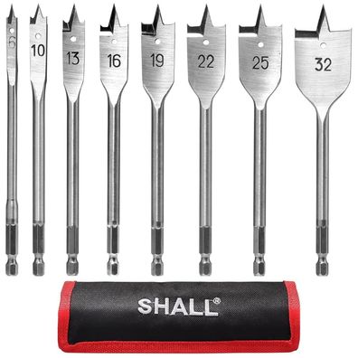 8-teiliges Spatenbohrer-Set Holz 1/4 Zoll Sechskantschaft Ø 6–32 mm