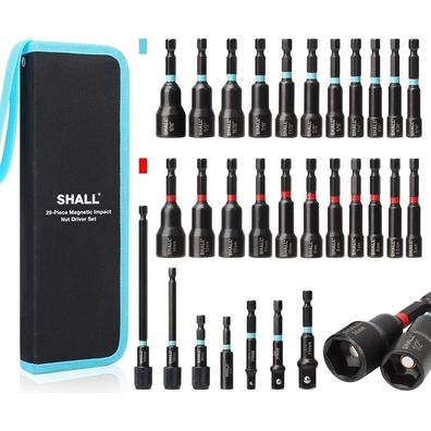 SHALL 29-teiliges magnetisches Steckschlüsselset Cr-V-Stahl SAE metrisch Variety