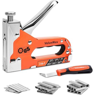 ValueMax 3-in-1 Handtacker Set + 3000 Klammern - Profi Tacker für Holz 140/28/8