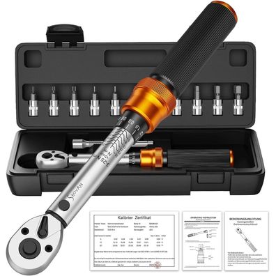13tlg Drehmomentschlüssel Fahrrad 1-25NM 1/4 Zoll Torque Wrench Set