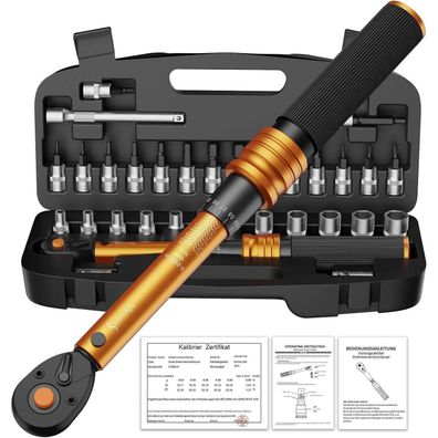 Drehmomentschlüssel Fahrrad 1/4 Zoll 1-25 Nm Ratsche 33TLG Torque Wrench Set