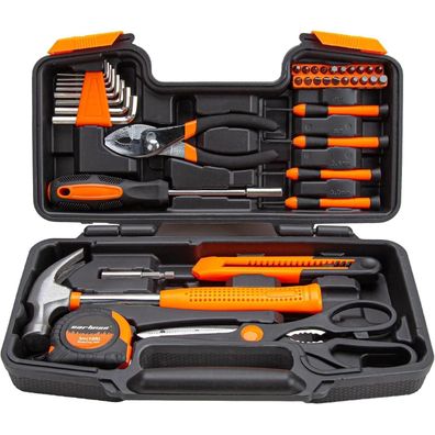 39-teiliges Cartman Werkzeugset orange Handwerkzeug Set Aufbewahrungsbox