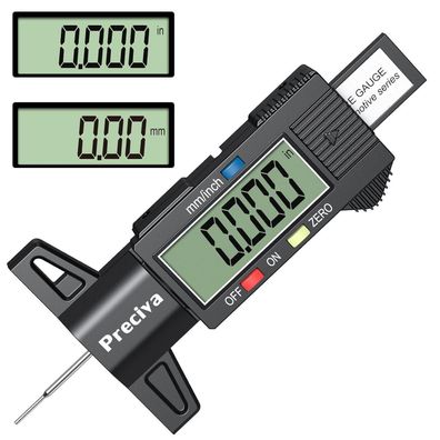 Preciva Profiltiefenmesser LCD Display 0-25 mm Ersatzbatterie schwarz