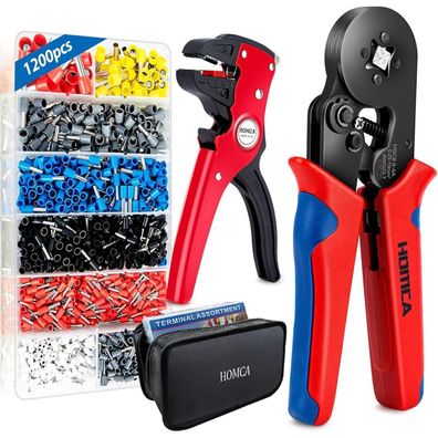 Crimpzange Set 0,25-10 mm² 1200 Aderendhülsen Presszange Aderendhülsen