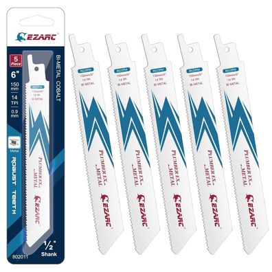 EZARC Säbelsägeblätter R622PM Metall 150mm 14TPI 5 Stück Bi-Metal 8% Cobalt