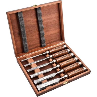 EZARC 6-teiliges Stechbeitel Set für Holz in Holzkiste, für Anfänger und Profis