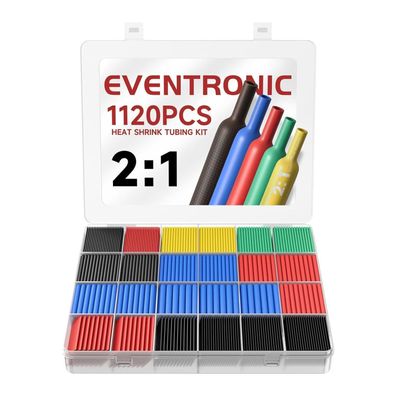 1120pcs Schrumpfschlauch Elektro-Isolierung Tube Kit 2:1 Schrumpfverhältnis