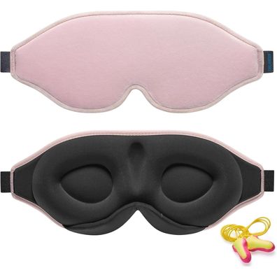Schlafmaske Augenbinde 100% Licht blockierend, ergonomisch, Ohrstöpsel