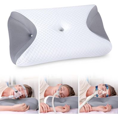 HOMCA CPAP Memory Foam Kissen für CPAP-Masken, Seitenschläfer, grau 65x41x9/11cm