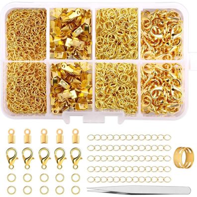 Kettenverschluss-Set mit Karabiner, Biegeringen, Quetschenden, 300-teilig