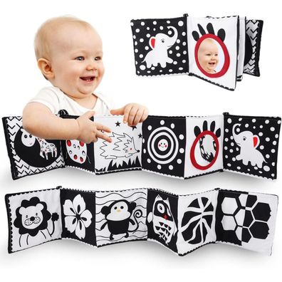Weysoo Kontrastbuch Baby Schwarz Weiß Doppelseitig Stoffbuch Mirroring Toy