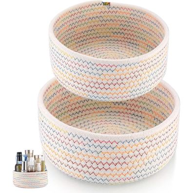 2er Set Baumwollseil Aufbewahrungskorb Badezimmer Organizer Kinderzimmer