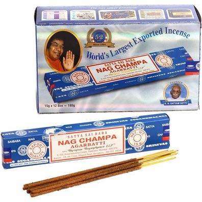 Satya Sai Baba Nag Champa Weihrauch 12 x 15g sticks 180g blau