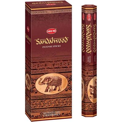 Räucherstäbchen Sandelholz 120 Stäbchen Sixpack Indien Hem Handgerollt