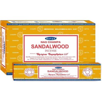 Satya Nag Champa Räucherstäbchen Sandelholz gelb 12 Stück Goa Indien