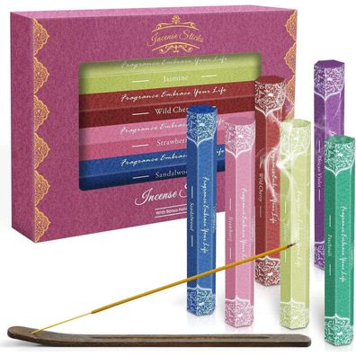 Scentorini Räucherstäbchen Set 120 Stk. Patchouli Sandelholz Erdbeere Jasmin