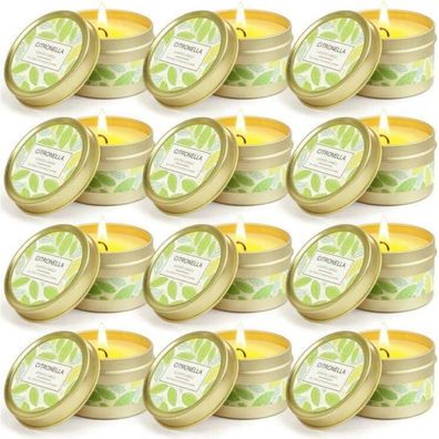 Scentorini Citronella Kerzen im Dose 100% Sojawachs 12 Stück