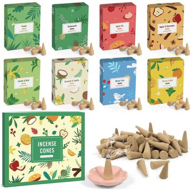Räucherkegel Set 120st 8 Düfte Räucherkerze Entspannung Meditation Aromatherapie