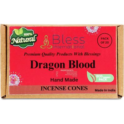 Dragon Blood Handmade Incense Cones 20 Count Pack Organic for Purification Yoga