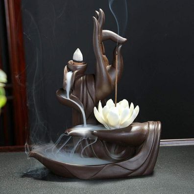 Rückfluss-Räuchergefäß Lotus Keramik 10 Räucherkegel Stil 1