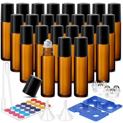 10ml Ätherische Öle Roller Glasflaschen, 24er Set