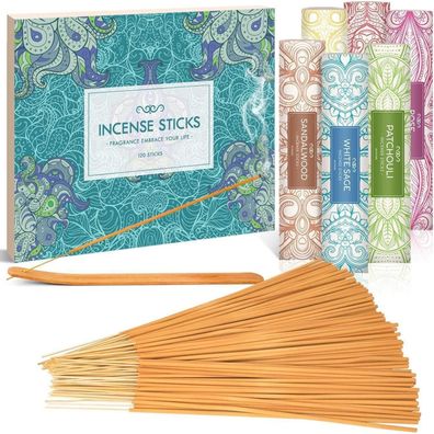 Scentorini Räucherstäbchen Set 120 Stock Sandelholz Patschuli Salbei Weihrauch