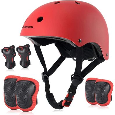 Kinder Fahrradhelm Set Knieschoner Skaterhelm für Skateboard Roller 2-16 Jahre