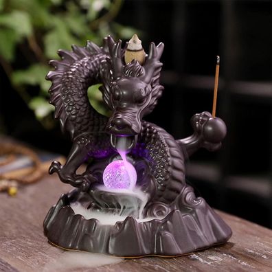 Dragon Backflow Incense Burner with 20PCs Cones Home Decor Ceramic Holder