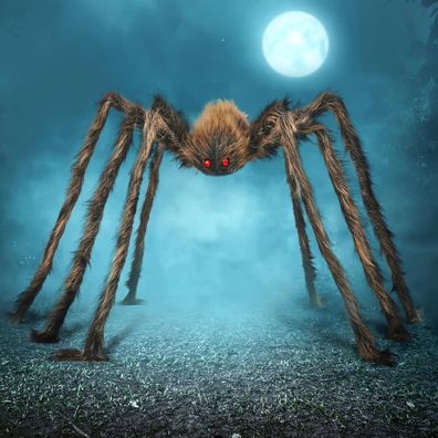 Halloween Deko Riesenspinne 150 cm braun gruselig Haarspinne Hof Rasen