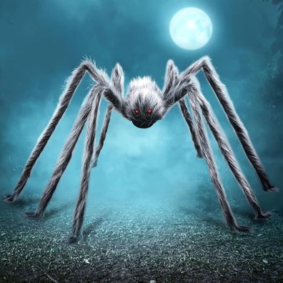 JOYIN gruselige Halloween-Spinne 150cm groß grau für Hof Garten Fenster