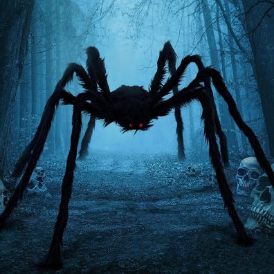 Große Halloween Spinne 2m mit roten Augen und flexiblen Beinen