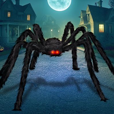 JOYIN 2m Gruselige Halloween-Spinne mit LED-Augen - Outdoor Deko