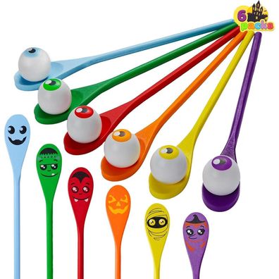 JOYIN Halloween Ei Löffel Rennspielset 6 Augäpfel Erwachsene Kinder Outdoor