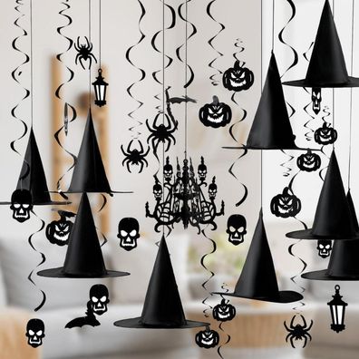JOYIN 27pcs Halloween Hängewirbel Hexenhut Spukhaus Dekoration Kürbis