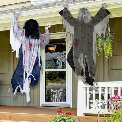 2er Pack Halloween Zombie Wandkletterer Deko 80 cm Scary Dead Zombie Halloween