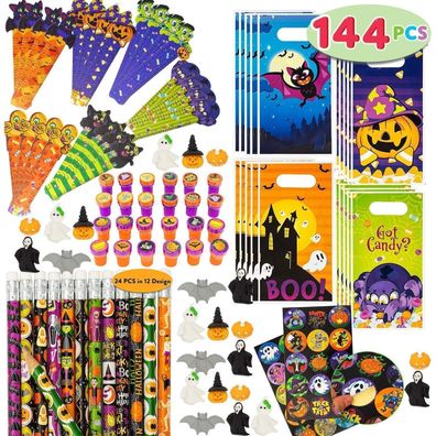 144-teiliges Halloween-Themen-Briefpapier Set für Kinder, Geschenkset Süßes