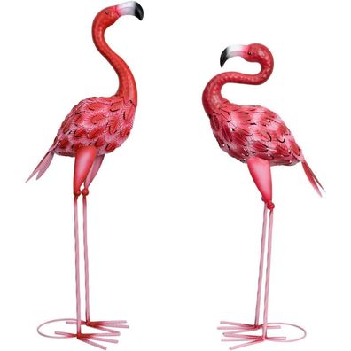 Flamingo Gartenstatuen Metall rote Vogel Skulpturen