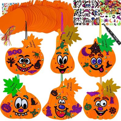 12 Stück Halloween Kürbis Bastelset für Kinder DIY Deko Herbst
