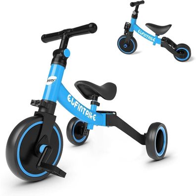 besrey 5 in 1 Laufrad Kinderdreirad Lauffahrrad Laufhilfe 1-4 Jahre Blau