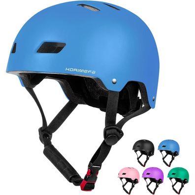 Korimefa Kinder-Fahrradhelm Blau M CE-zertifiziert für Skateboard Scooter BMX