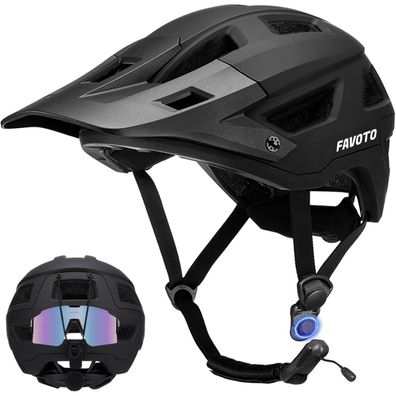 Favoto Mountainbike Fahrradhelm mit Schirm Leicht Inmould Technologie MTB Helm
