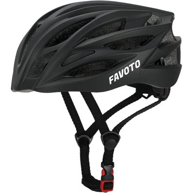 Favoto Fahrradhelm Erwachsene Schwarz Abnehmbar Verstellbar MTB Rennradhelm