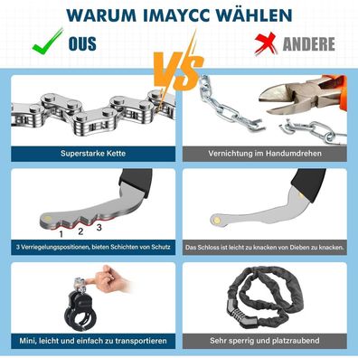 IMAYCC E Scooter Schloss Hohe Sicherheit Diebstahlsicher 36cm