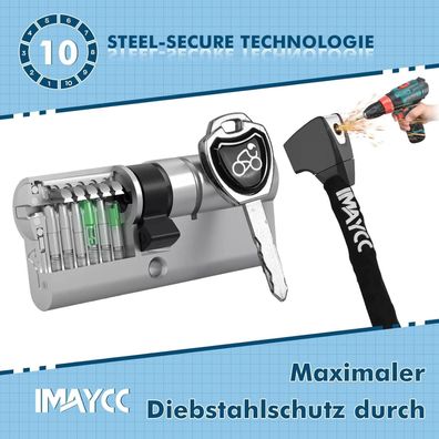 Fahrradschloss IMAYCC Hohe Sicherheit 8MM Anti-Diebstahl Kettenschloss Schlüssel