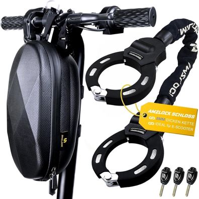Hochsicherheits-E-Scooter Schloss 8mm Kettenschloss 75cm + 3 Schlüssel Tasche