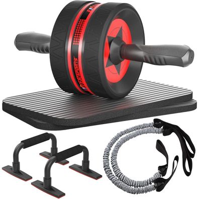 EnterSports Bauchroller 6-in-1 Bauchtrainer Fitnessband Liegestütze Hometrainer