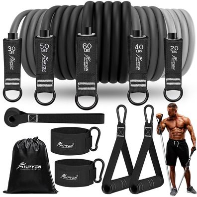 Fitnessbänder Set 12-tlg. 200lbs Resistance Bands Handgriffe Knöchelriemen