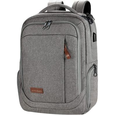KROSER Laptop Rucksack 17,3 Zoll Wasserabweisend USB-Anschluss Grau