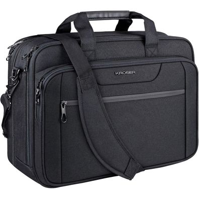 KROSER 18 Zoll Laptop Tasche Erweiterbare Aktentasche Wasserdicht Schwarz