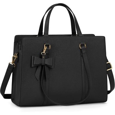 NEWHEY Große Damen Handtasche Shopper in Lederoptik in Schwarz, Laptoptasche bis